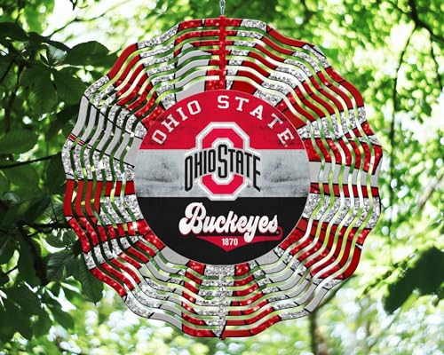 10 Inch Ohio Football Basketball Sports Wind Spinner Yard Decor Aluminum Sublimated Garden Art Indoor Outdoor 3D Kinetic
