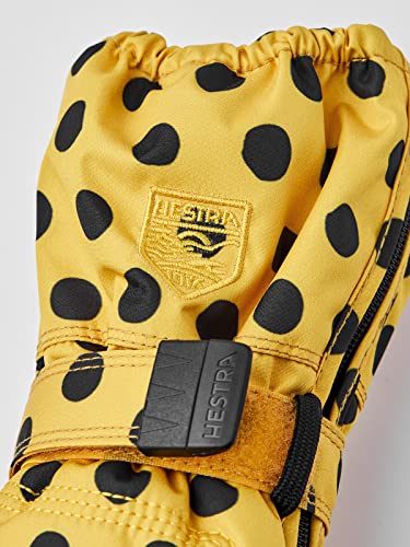 Hestra Baby Zip Long Mitten I Waterproof, Insulated Mittens for Babies and Toddlers for Playing in The Snow - Mustard Print - 23