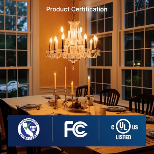 Image of FLSNT 40W Equivalent LED Chandelier Light Bulbs, Dimmable Amber LED B11 E12 Candelabra Base Bulbs, 2200K Warm White, 330LM, 6 Pack UL,CA65 Listed.