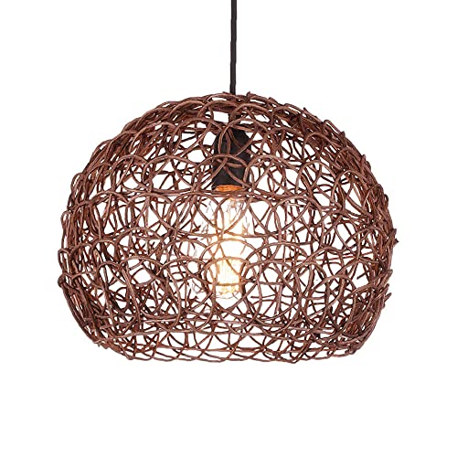 Lampe suspendue E27 tissée en bambou style japonais pour salon