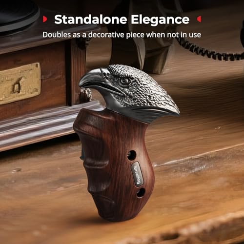 Image of SmallRig Rotating Left-Side Wooden Handle with NATO Clamp & NATO Rail, 360 Angle Adjustment, 15 kg /33 lb Load Capacity, Ergonomic Grip