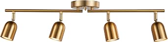 4 Light Track Lighting Kit, Matt Brass Finish Flexibly Ajustable with Modern Flush Mount Ceiling Spotlight for Kitchen,Living Room, Farmhouse Home mprovement
