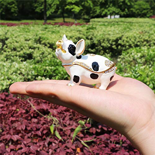 Waltz&F Spotted Pig Figurine Collectible Hinged Trinket Box Bejeweled Animal Hand-Painted Ring Holder Decoration #TOP2