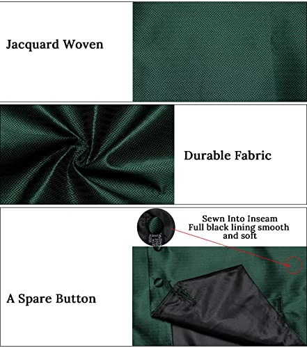 Dibangu Men's Solid Green Vest Tie Set Jacquard Necktie Pocket Square Tie Clip Brooch Waistcoat For Suit Or Tuxedo #TOP5
