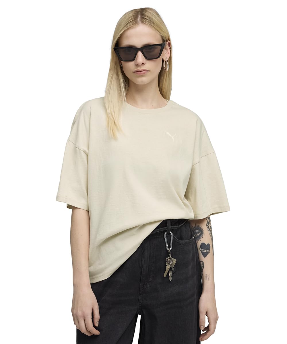 Puma Her Crew Neck T-Shirt With Short Sleeves Women's Ecru Extra Large
