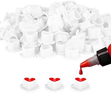 200pcs Disposable Tattoo Ink Cups Permanent Makeup Coloring Cup Container With Splicable Based Heart-shaped Ink Caps Tattoo Accessories White