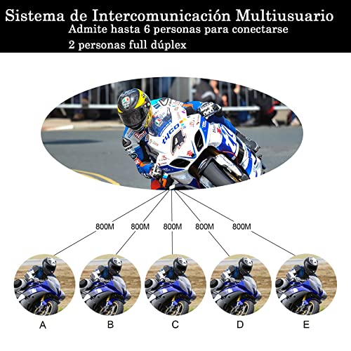 GaiRen Fone de ouvido intercomunicador Bluetooth para capacete de motocicleta V6 Pro 1200 m 2 pessoa