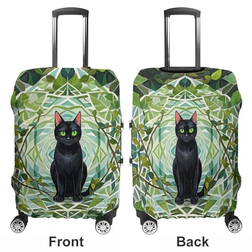 Black Cat Luggage Cover, Elastic Luggage Protector Fits 19-32in Suitcases, Washable & Anti-Scratch Suitcase Cover for Men Women M3