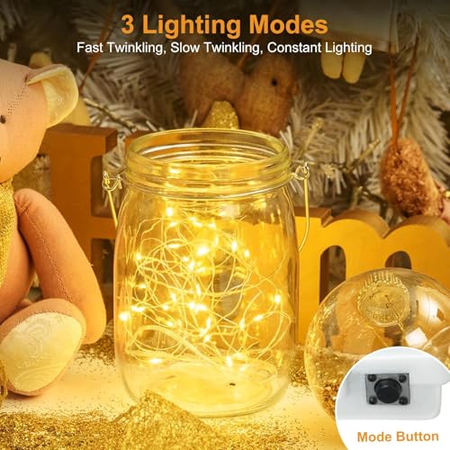 Image of LITVERSE 30 Pack Fairy Lights Battery Operated [3 Modes], 7ft 20 Led Twinkle Lights String Lights Waterproof Bulk Small Mini Silver Wire for Mason Jars Vases Wedding Table Centerpiece, Warmwhite