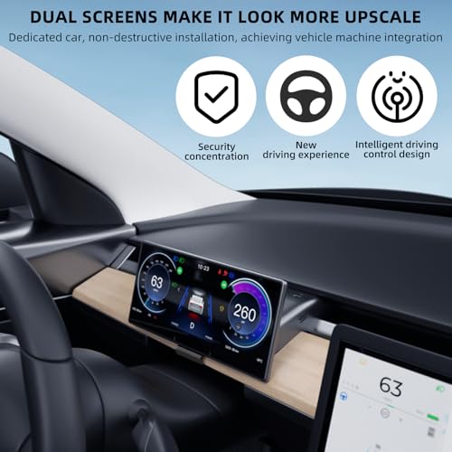 Image of 8.9'' Head Up Display for Tesla Model 3 Highland with Wireless /Wired Carplay Android Auto Bluetooth Synchronous Data,Equipped with Front Camera,OTA Update,Tesla Model 3 Highland Carplay Screen