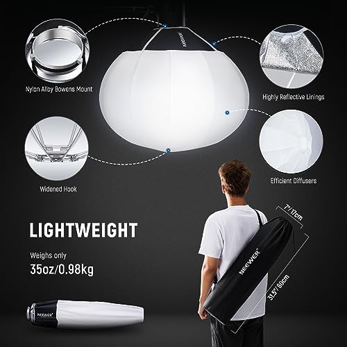 Image of NEEWER 26 inch /65cm Lantern Softbox, Quick Release 360 Light Diffuser Bowens Mount Softbox with Lightweight Nylon Alloy for RGB CB60 CB60B CB200B MS60B MS60C MS150B Continuous LED Video Lights, NS26L