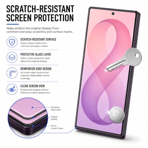 Image of FIRST MART Tempered Glass Screen Protector for Samsung Galaxy Z Fold 8 Ultra 5G - Full-Glue Screen Guard, 3D Edge to Edge, HD Clear, Bubble-Free, Case-Friendly, Black, Pack of 2