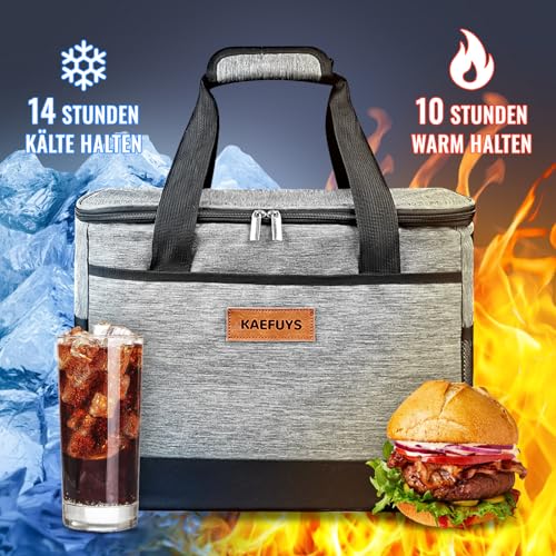 KAEFUYS Kühltasche 33L+14h Kühlung Thermoisoliert Tragbar Faltbar Wasserdicht Groß Picknicktasche für Einkaufen Auto Büro Camping Outdoor Reisen Lebensmitteltransport Proviant Familie Grillen