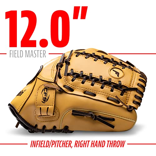 Image of Franklin Sports Field Master Baseball and Softball Gloves for Adults, Youth, and Kids - Durable and Soft Synthetic Leather - Adjustable Fit - Right Hand Throw - 12 inch in. Infield - Camel Brown