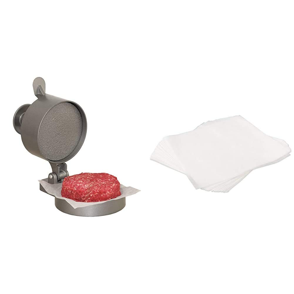 WestonBurger Express Hamburger Press With Patty Ejector (07-0310-W), Makes 4 1/2" Patties, 1/4Lb To & Weston Hamburger Patty Paper -1000 pieces (10-0102-W)