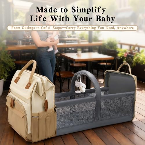 Image of DERJUNSTAR Large Diaper Bag Backpack | Insulated Bottle Holders, USB Charging Port, Travel Design, For Mom & Dad