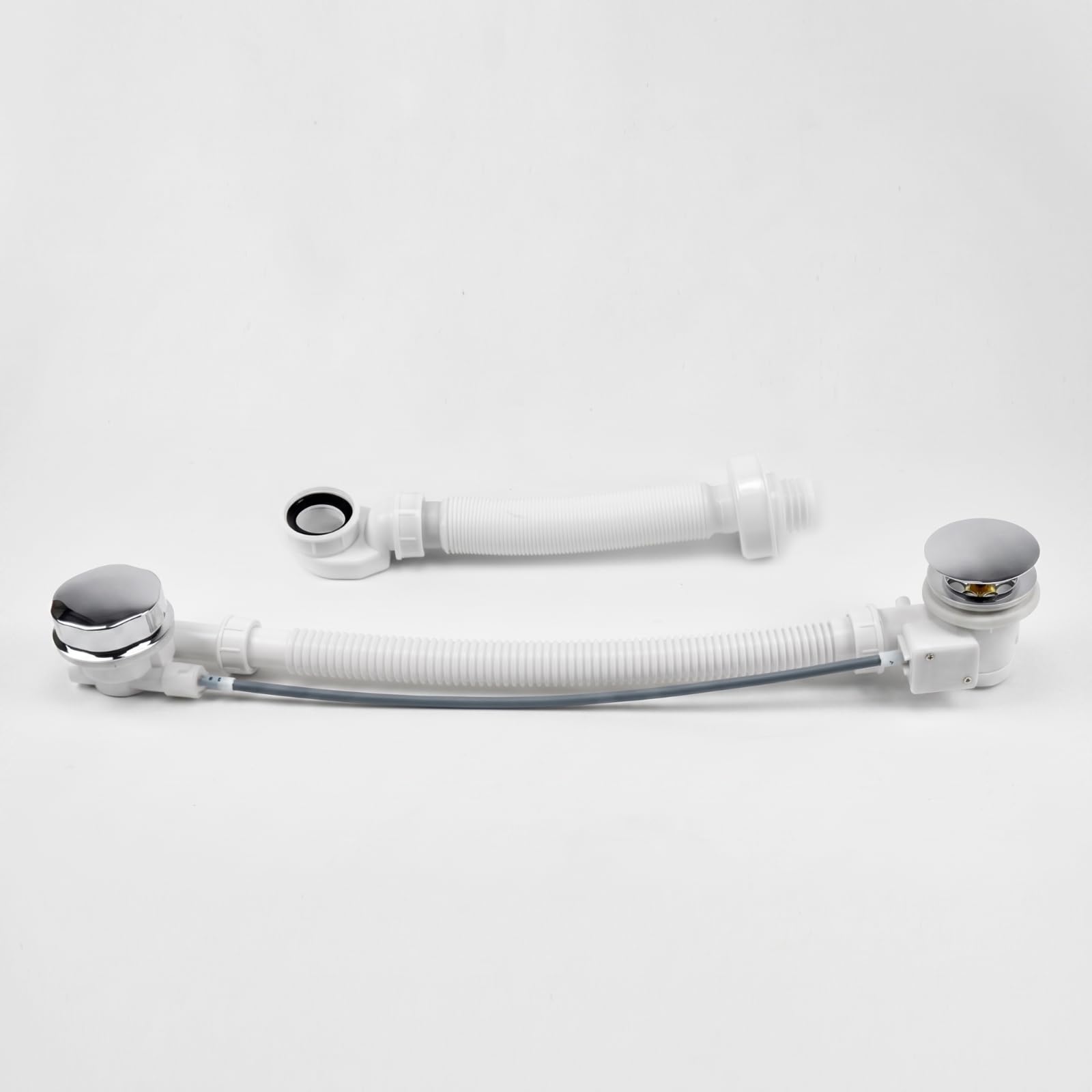 Conjunto sagüe con Rebosaro Ajustable sagüe Bañera Acabado Metálico Fontanería para Fontanería, 80 CM