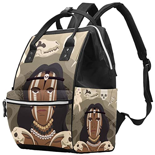 Mochila Para Pañales Chamán Americano Bolsa De Pañales Impermeable Mochila De Viaje Multifunción Para Mamá Y Papá 27x20x36.5cm