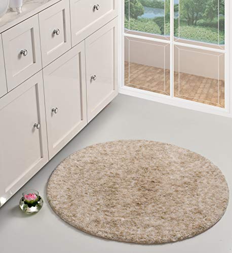 UMI by Amazon Melange Shag - Alfombra de baÃ±o de microfibra de poliÃ©ster, antideslizante, para sala de estar, dormitorio, baÃ±o, cocina y entrada, 90 cm, multicolor beige
