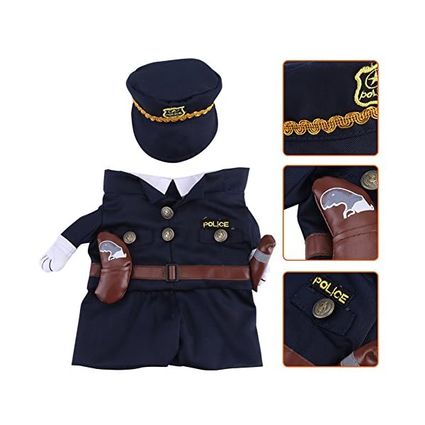 Policeman costume outfits with hat pet dog cat halloween costumes the police for party christmas special events costume uniform with hat funny pet (s) - image 7