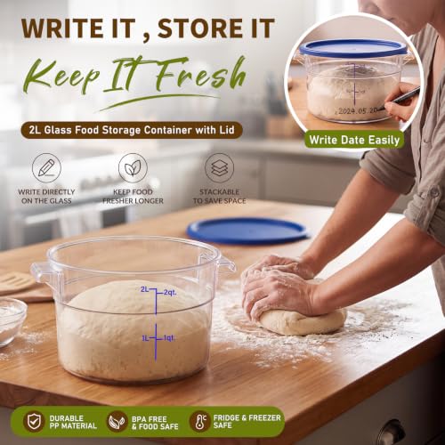 Image of Ziliny 1 Pcs 2 Qt Dough Proofing Container with Lid and Blue Scale, Blue