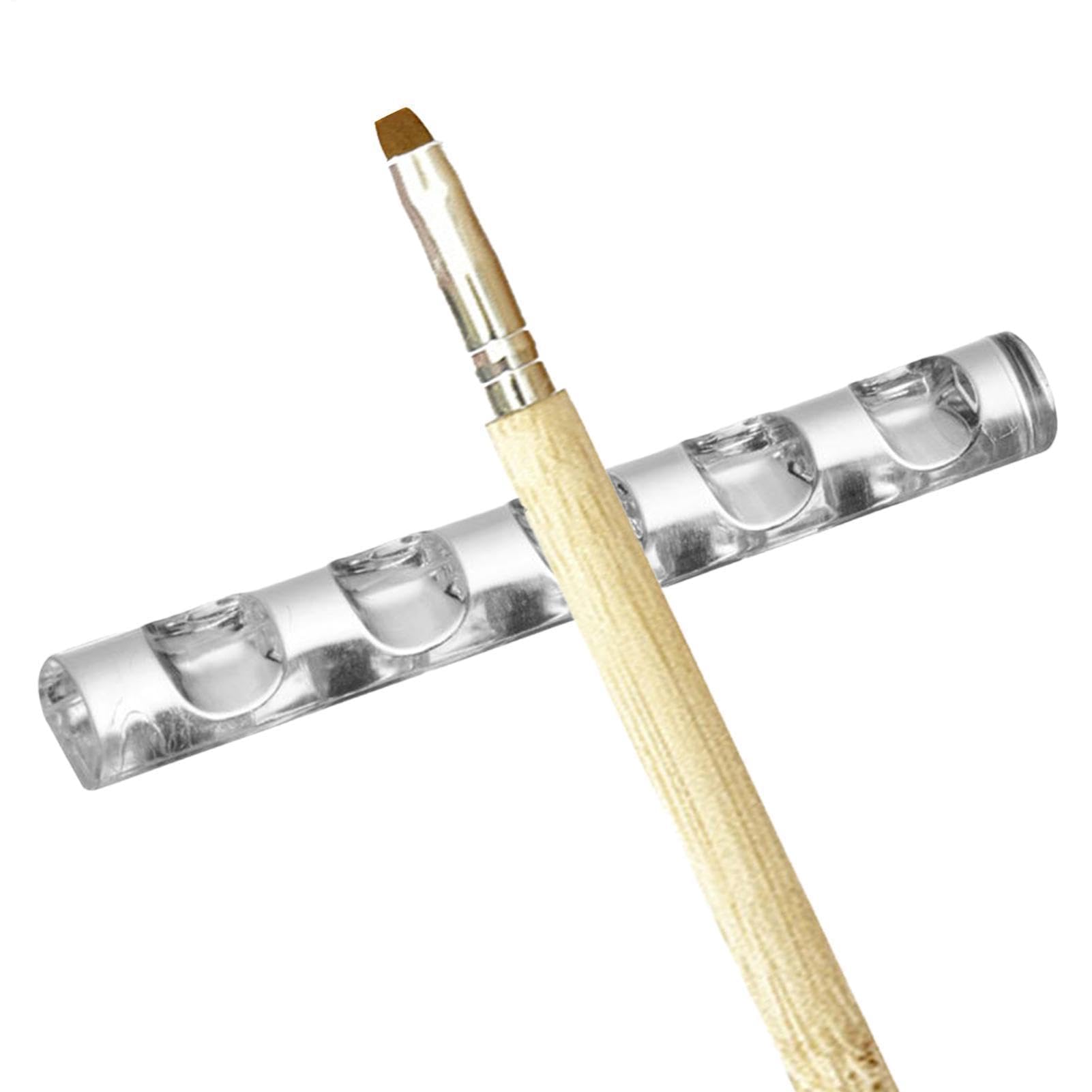 Muiltvoe Acrylic Nail Brush Holder, 5-Grids Makeup Brush Stand Organizer, Transparent Pen Brushes Holder for Manicure, Nail Carving Pencils, Drawing Pens, Cosmetic and Art Tools
