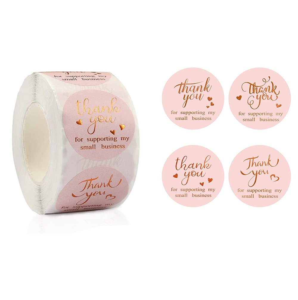 500Pcs Thank You Stickers, 3.8cm/1.5inch Rose Gold Thank You for Supporting My Small Business Stickers Round Lables for Small Business,Gift Wrapping, Customer Mail, Retail Bags and Online Retailers
