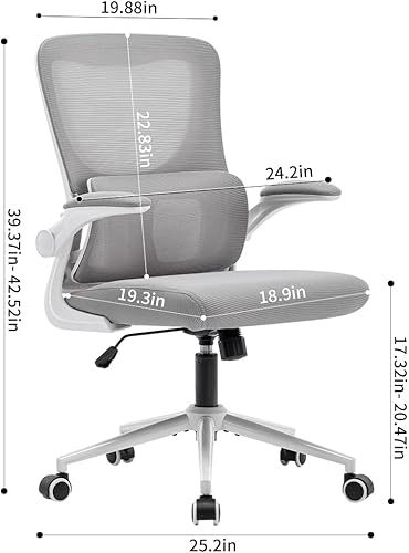 Miniatura 2 de BRTHORY Silla de oficina ergonómica de altura ajustable con soporte lumbar autoajustable, silla de computadora de malla transpirable, silla de