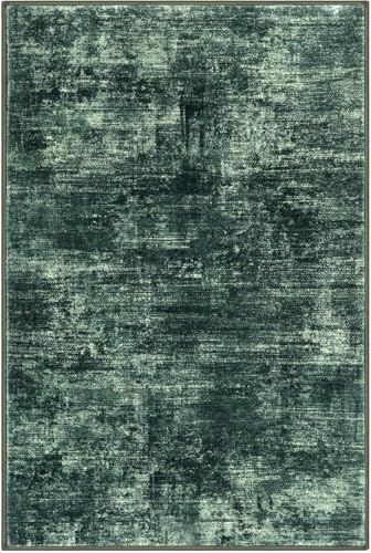 Tapis design abstrait vert et gris une œuvre d'art moderne au sol - 2