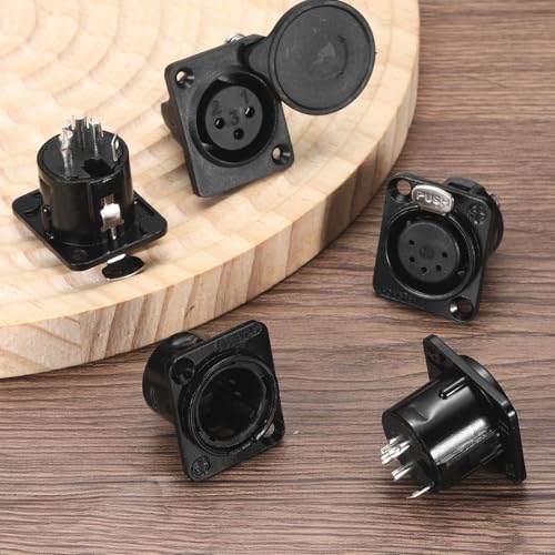 MECCANIXITY 4pcs Conector XLR Macho 5 pines negro miniatura 4