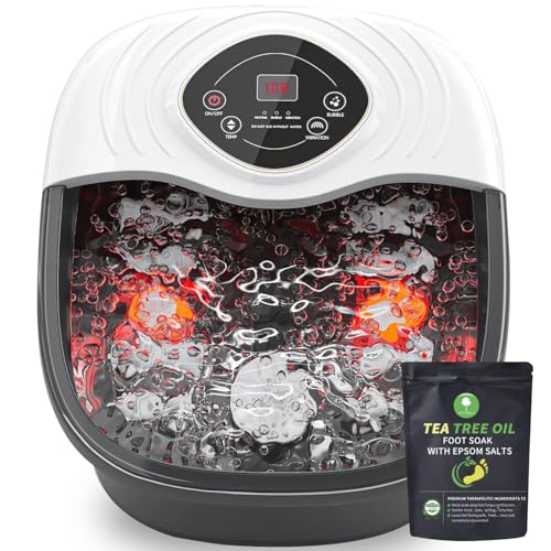 Image of closewave Foot Spa Bath Massager with Heat, Red Light & Oxygen Bubbles,Shiatsu Rollers Epsom Salt Temperature Control, Relieves Stress and Feet Pain - Home Pedicure Soaking Tub Gift for Women /Men