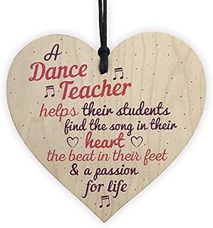 RED OCEAN Handmade Wooden Heart Thank You Dance Teacher Gift Special Goodbye Gifts For Her Friendship Sign