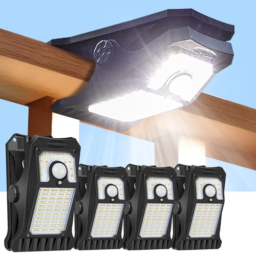 Image of 118Leds Solar Motion Sensor Lights Outdoor, Clip on Solar Lights Outdoor Waterproof, High Bright Solar Powered Security Lights for Outside Fence Chain Link Camping (4, 118 LED)