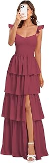 Tiered Ruffles Bridesmaid Dresses 2025 for Women Chiffon Formal Evening Dresses with Ruffles DE423