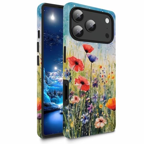 Coque iPhone 17 Pro 6,3" fleur antichoc double couche PC TPU