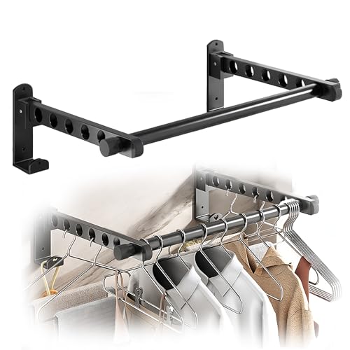 HUSHAX Étendoir Mural,Porte-Vêtements Pliable,Cintre Mural Support De Séchage Rotatif à 180 °,Installation Simple,Économisez De l'espace,pour Balcon, Salle Bain, Chambre, Buanderie (Noir)