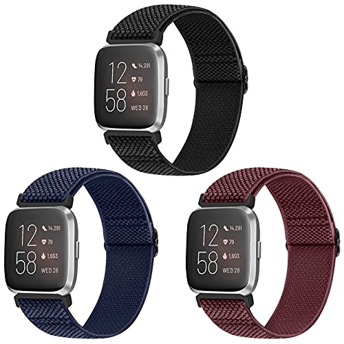 Bracelet Fitbit Versa Lite en nylon tressé élastique réglable pour montre connectée