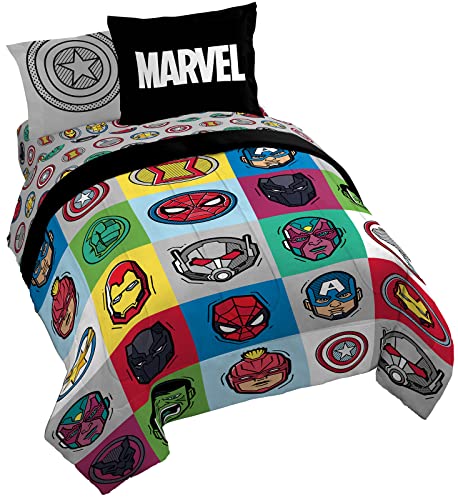 Jay Franco Marvel Avengers Pop 7 Piece Queen Size Bed Set - Includes Comforter & Sheet Set - Super Soft Fade Resistant Microfiber (Official Marvel Product)