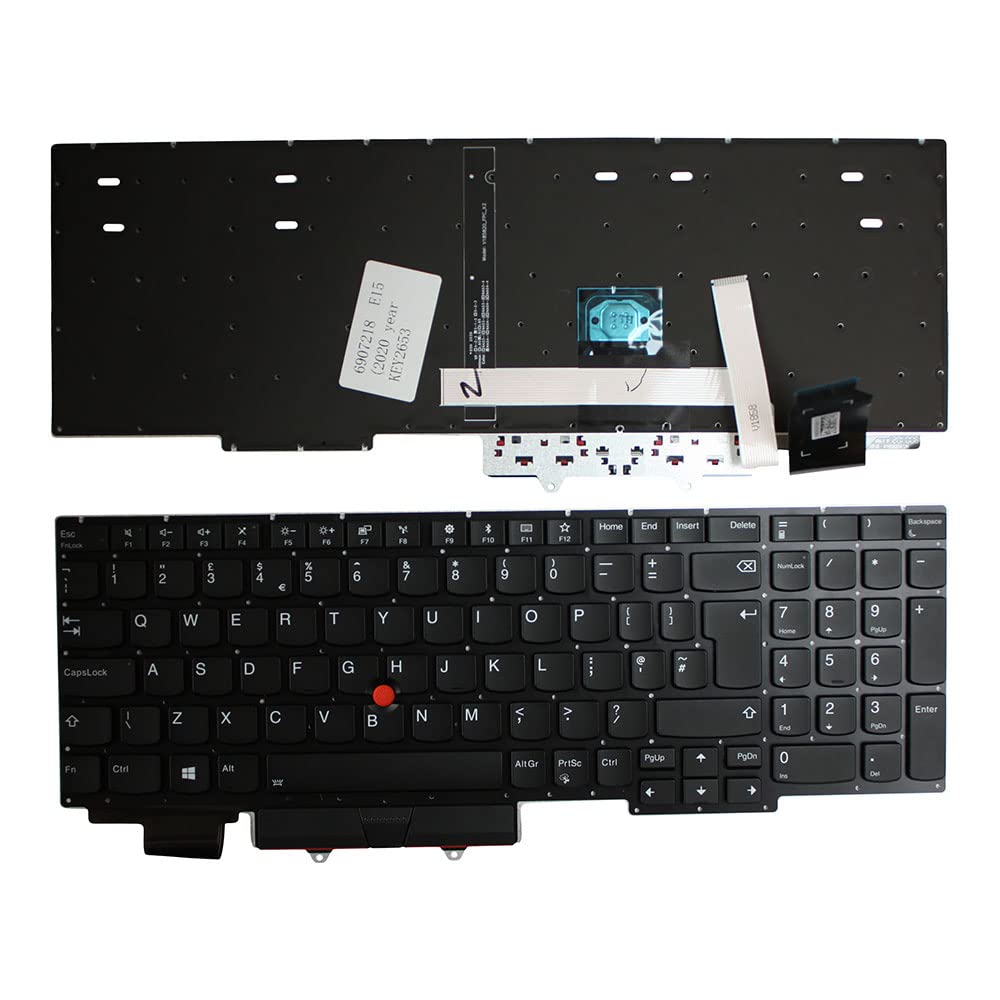 Power4Laptops Reino Unido con Pointer Retroiluminada Negro Teclado para Ordenador portátil Compatible con Lenovo SN20U64153-01