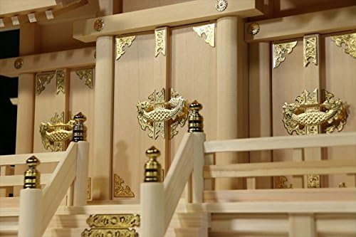 神棚 三社 単品 屋根違い 中型 ■ 木曽ひのき三社 銘木の工芸品 ■ お社本体サイズ (cm) 高さ50 × 幅63 × 【模造品】