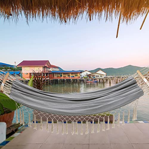 Hblife Hammock, Grey 2 Person Cotton Canvas Portable Hammock, Sturdy And Comfortable Double Hammock For Tree, Camping, Backyard And Beach, Carrying Bag Included #TOP4