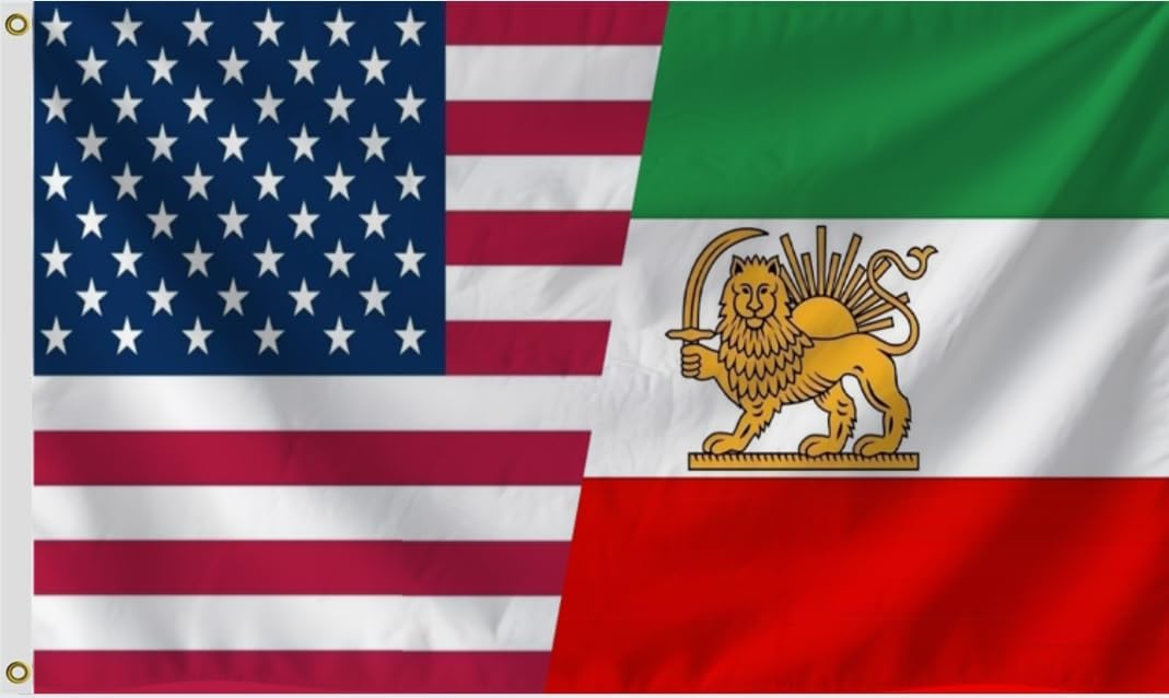 Old Iran Historic Flag 6X10 Feet, Former Iranian Flags with Lion and Sun,100D Thick Polyester Persian Outdoor and Indoor Decor Banner,Fade Proof Polyester Flags with Brass Grommets. (Old Iran, 6X10)