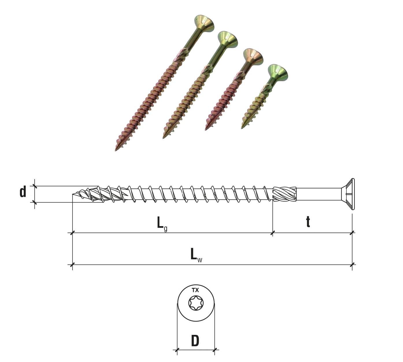 Bricoleva.it 50 Torx Wood Screws, Professional Support Screws for Joists Gazebos and DIY Works - Image 3