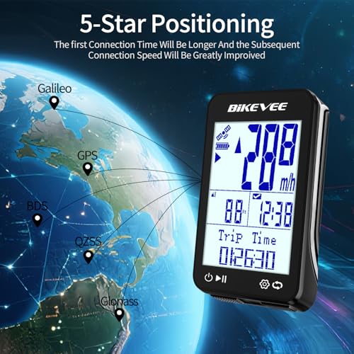 Image of GPS Bike Computer Wireless Bicycle Speedometer Odometer 9 Languages Auto Backlight Auto Start Stop IPX7 Waterproof 2.4 Inch LCD Supports MPH KMH