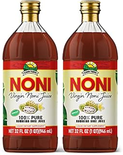 Virgin Noni Juice - 100% Pure Hawaiian Noni Juice - 2 Pack of 32oz Glass Bottles