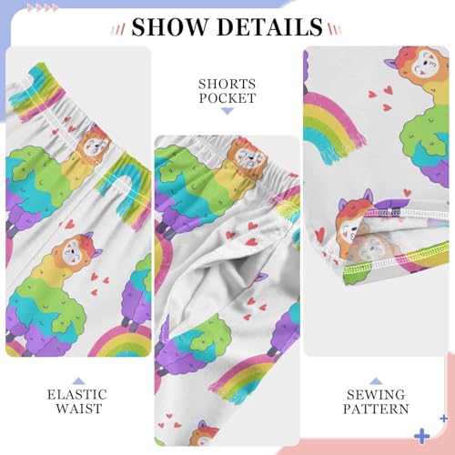 Llama and Rainbow Boys Long Pants Soft Trousers Elastic Waist Kids Lounge Bottoms with Pockets S-XL4