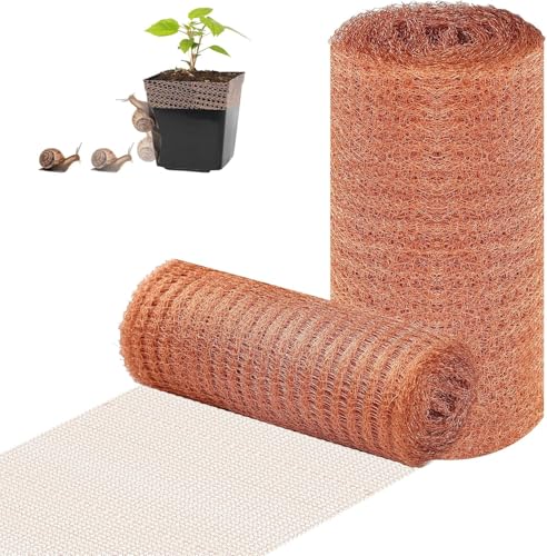 WUFANC 2 Rouleaux de Filet Cuivre Anti Limace (Total 16 M), 12,7 cm de Large Filet Anti Limaces Et Escargots, Double Grillage Anti Rongeur, Facile à DéCouper...