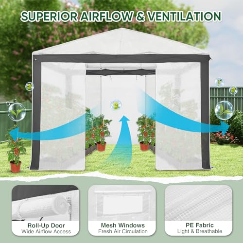 Image of EAGLE PEAK 10x10 Walk in Pop Up Greenhouse, Gray /White