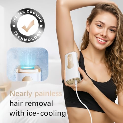 laser hair removal ipl laser hair removal device for women amp men safe at-home nearly painless 45f ice-cooling contact long-lasting result for full body amp face off-white