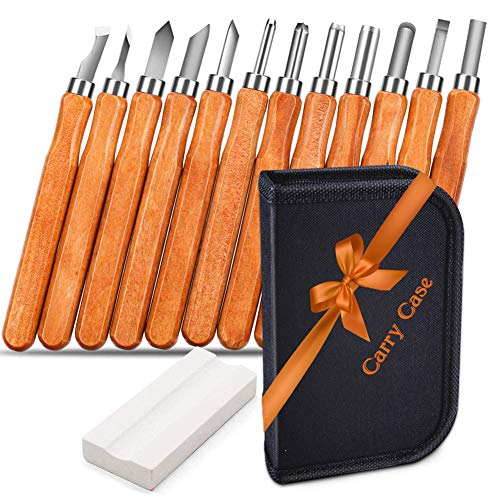 WAYCOM 12 Set SK2 Carbon Steel Wood Carving Tools Knife Kit - Kids